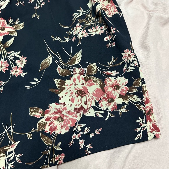 West Kei Navy Floral Faux Wrap Skirt - Picture 12 of 13